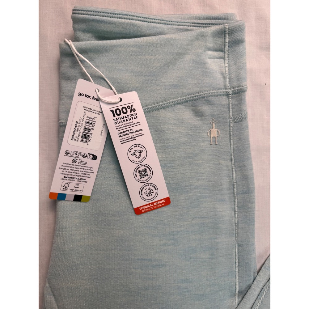 Smartwool Classic Thermal Merino Base Layer Bottoms Bleached Aqua Heather - Picture 2 of 15